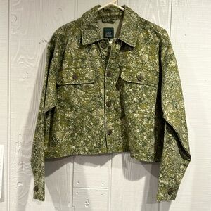 Wild Fable Cropped Oversized Green Floral Jacket